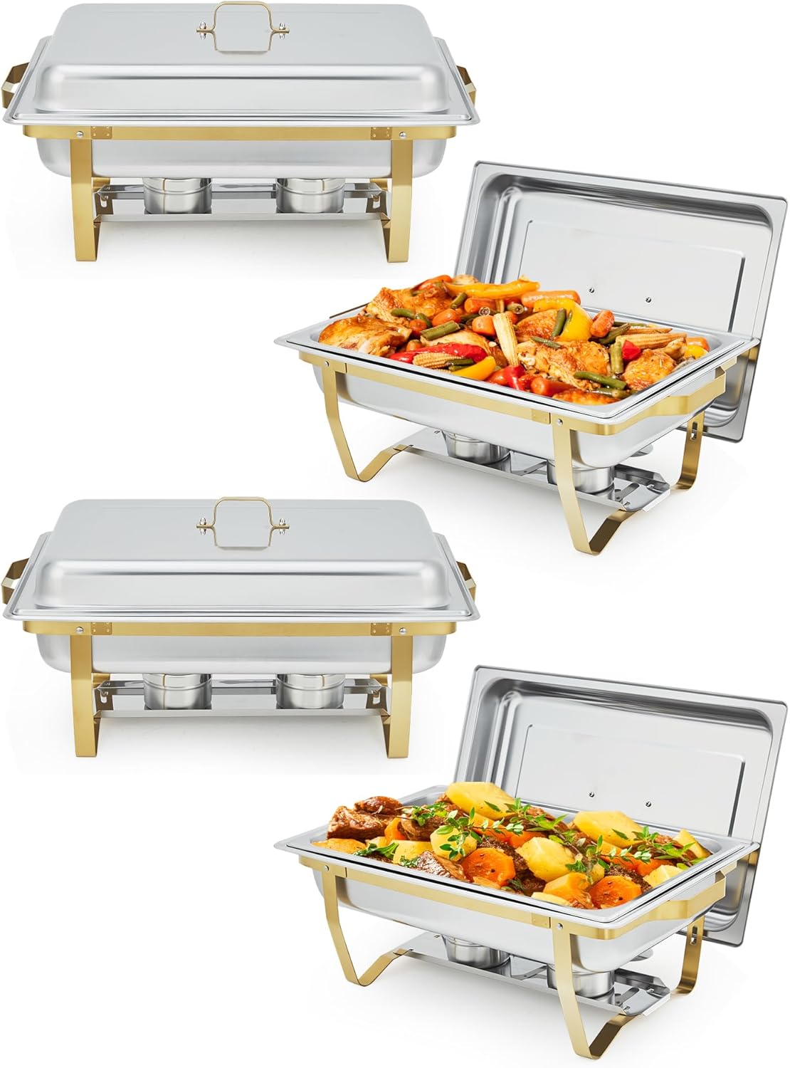 Set 4 Chafer Acero Inox Rectangular para Buffet
