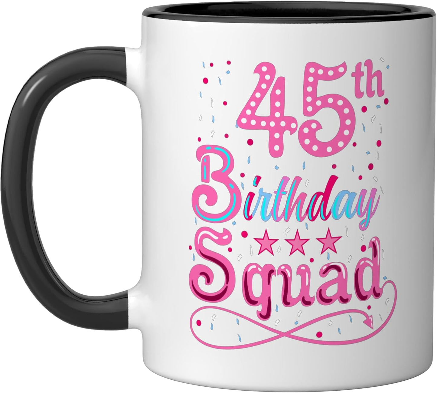 Taza Cerámica Cumpleaños 45 Años Negro/Blanco