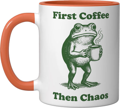 Taza Cerámica Rana Cafetera Naranja/Blanca