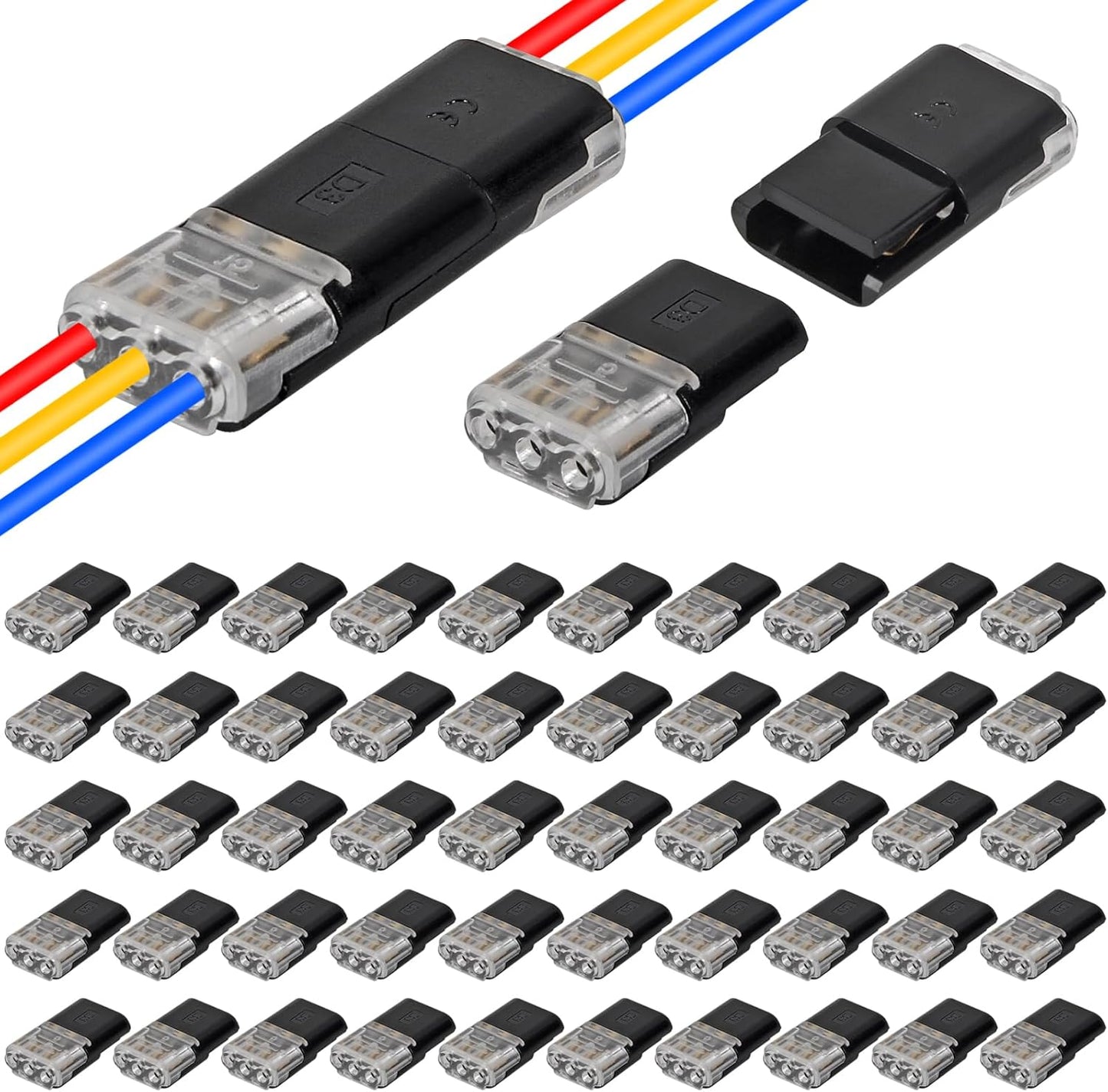 50 Conectores Tira Led 3 Pines Bajo Voltaje Hebilla Bloqueo