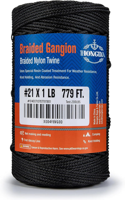 Cuerda nailon trenzada negra 779ft para jardín y supervivencia