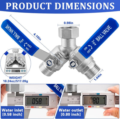 Divisor manguera jardín acero inox 304 3/4pulg 2 vías con llave