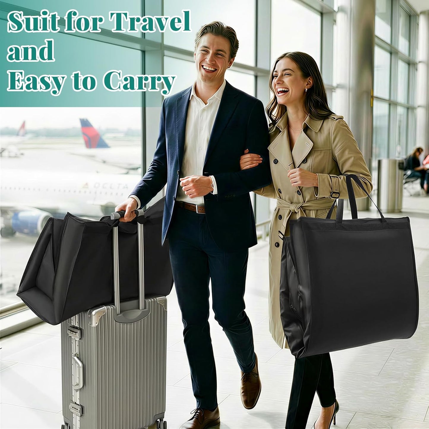 4 Pzas Bolsas para Ropa Viaje 65 Pulg Negro