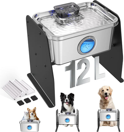 Fuente agua perros 12L acero inox soporte ajustable