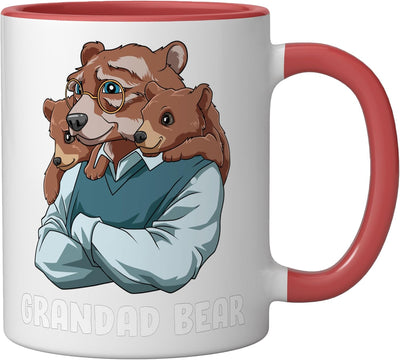 Taza de cerámica abuelo y nieto oso rojo/blanco