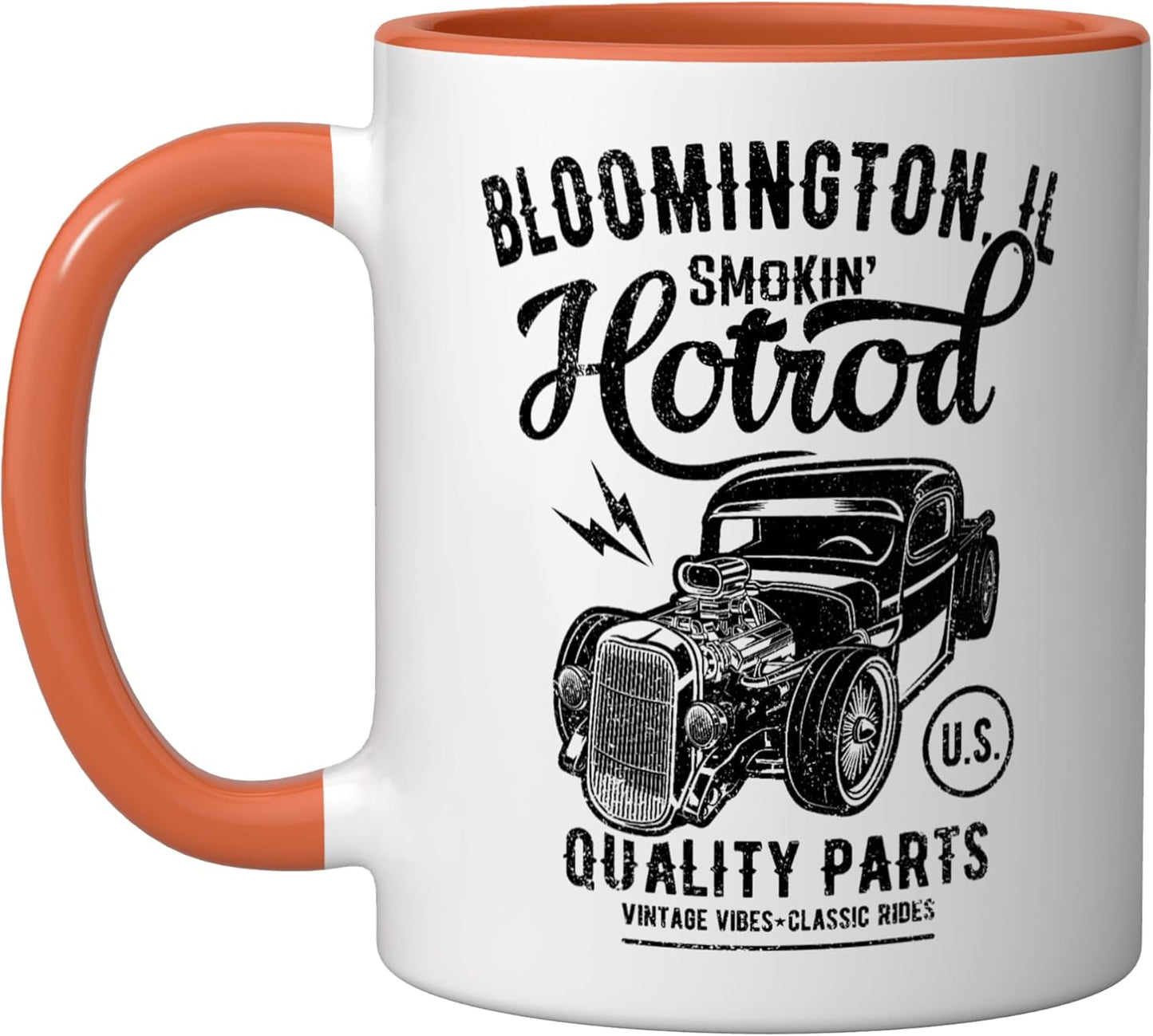 Taza Cerámica Estilo Clásico Coches Naranja/Blanco