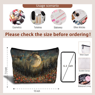 Bolsa maquillaje flores botánicas estrellas y luna