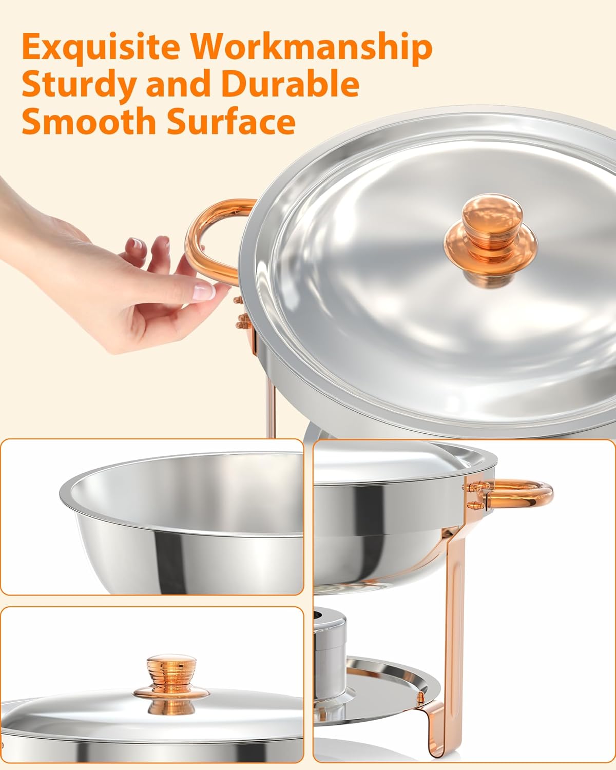 Set 2 Chafer Acero Inox 5qt Con Tapa Vidrio