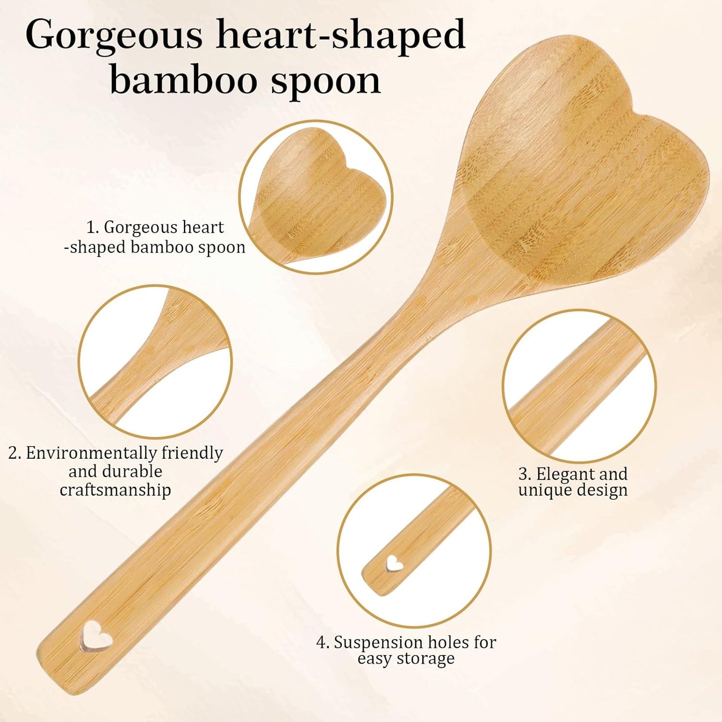 Cuchara madera corazón cucharas bambú cocina