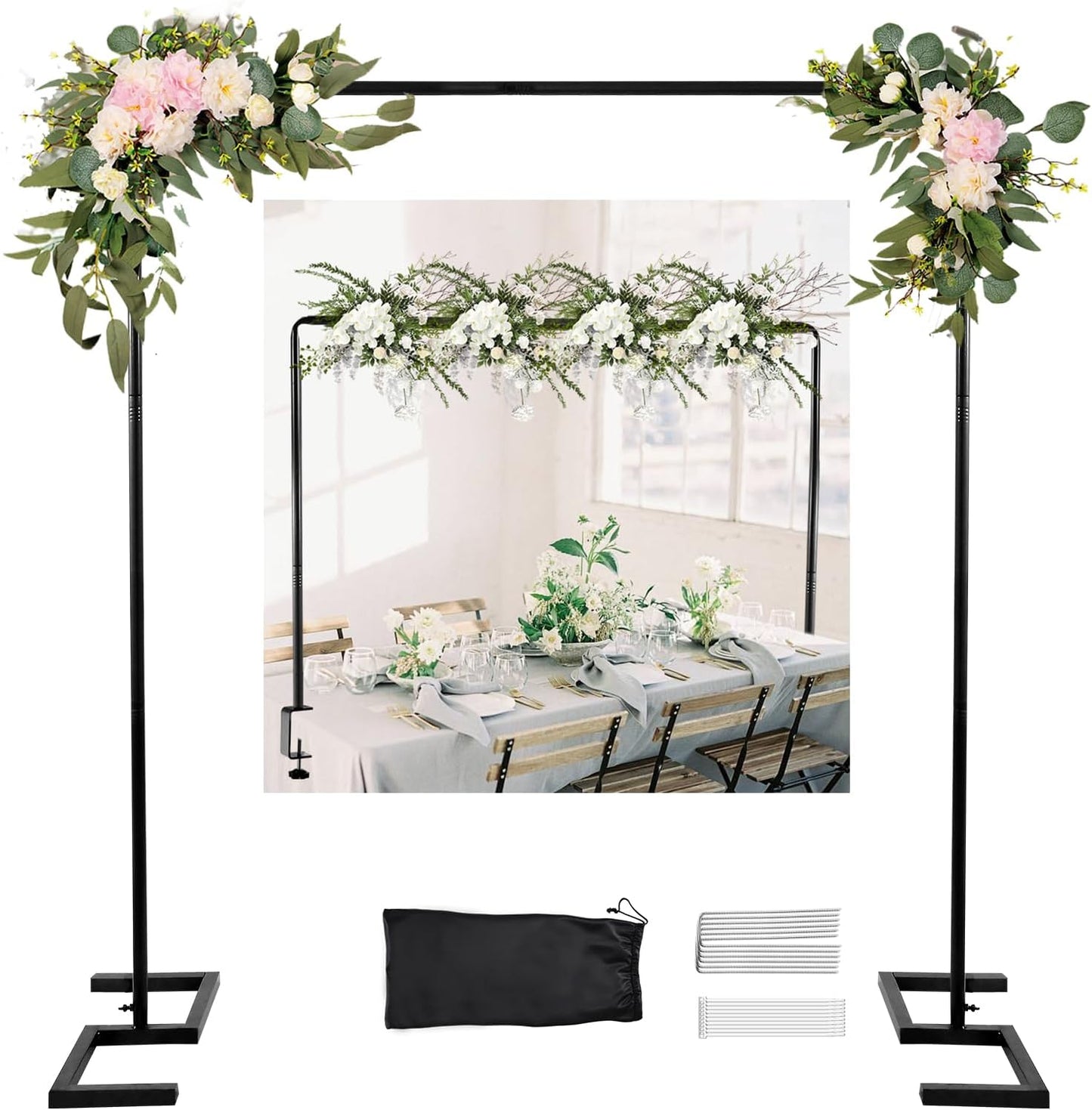 Soporte arco boda rectangular 8.2ft fondo ajustable