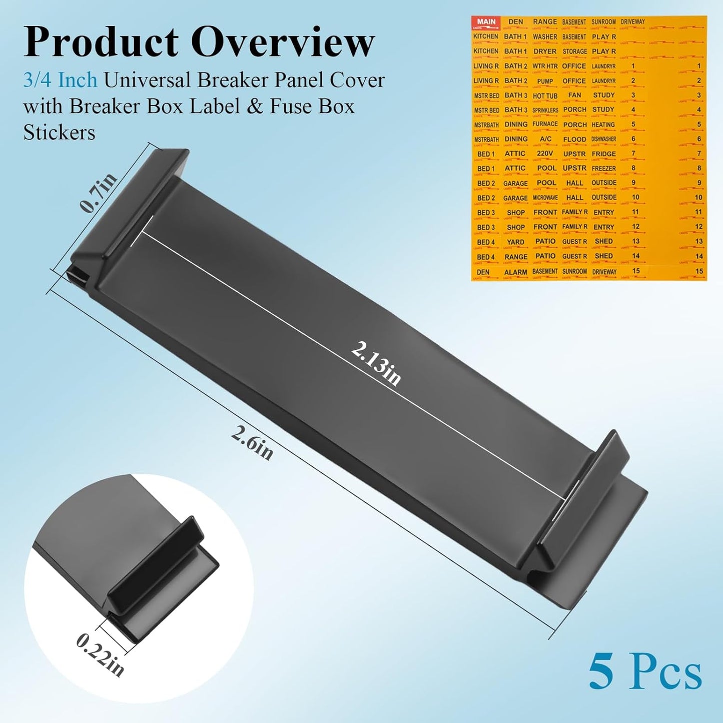 5 Placas Llenado Disyuntor Universal para D QO GE 3/4pulg