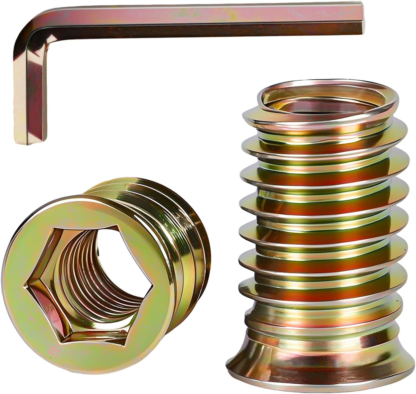 60 Pzas Insertos Roscados M5-0.8x15mm para Madera con Llave