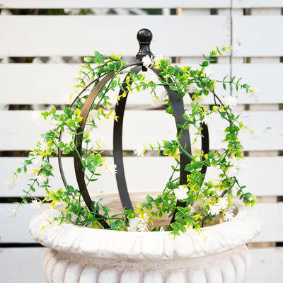 Enrejado metal jardín 12.6x17.5pulg obelisco negro