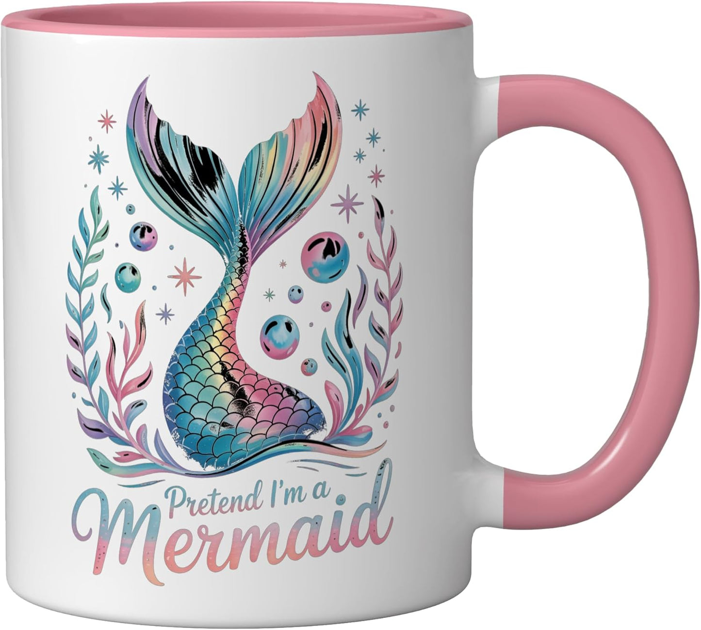 Taza Cerámica Colores Rosa/Blanco Fantasía Sirena