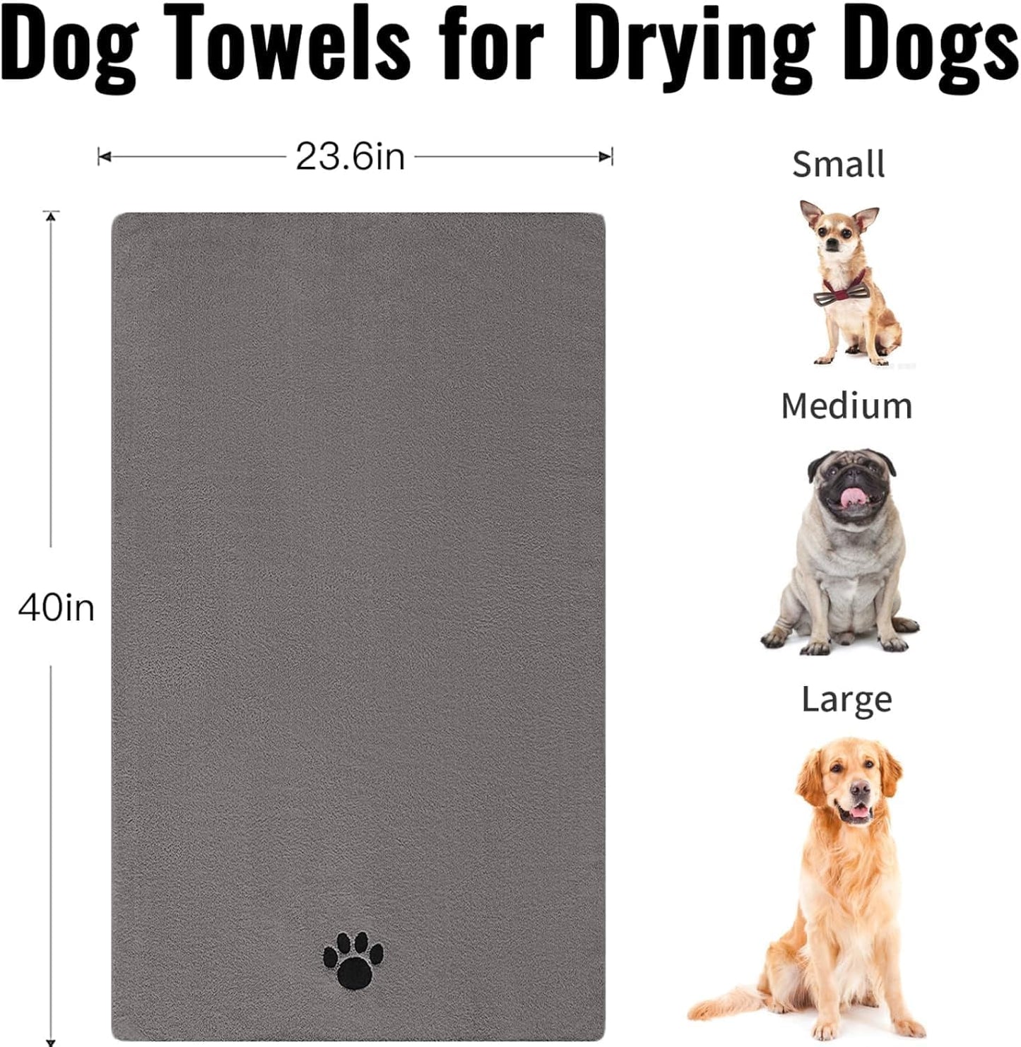 Toalla microfibra para secar perros 101.6x59.9cm gris