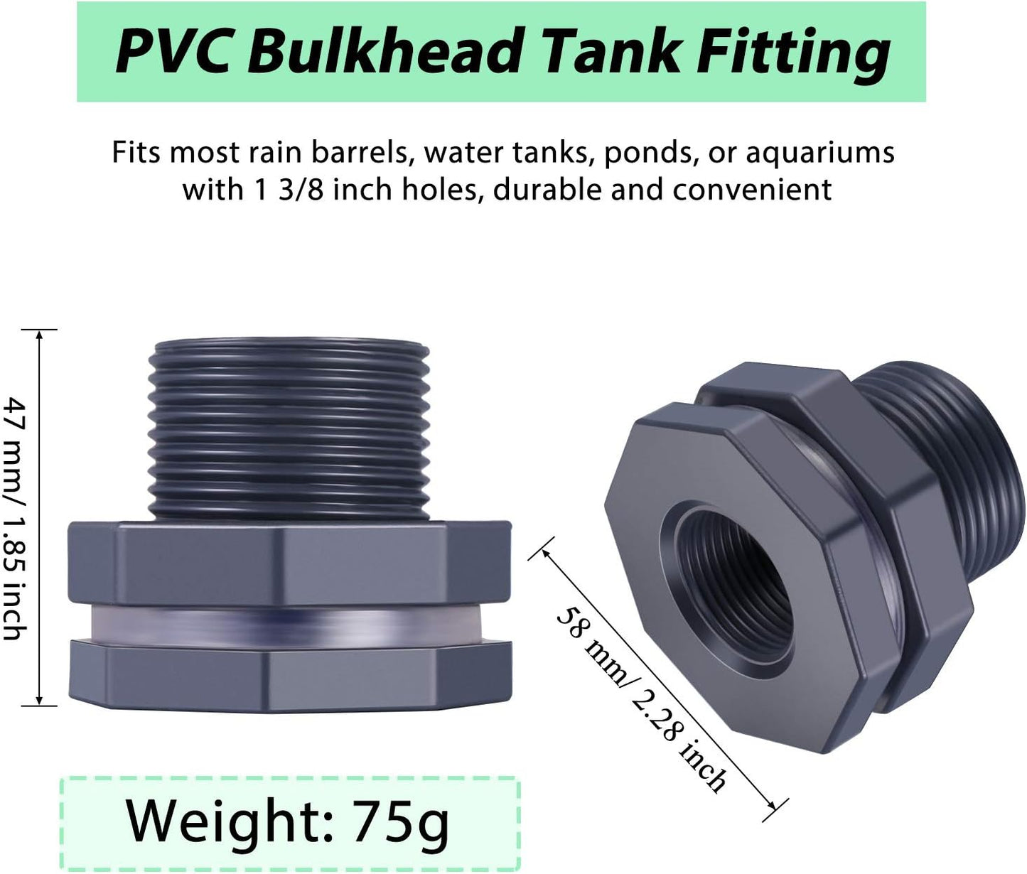 2 Pzas Accesorios Paso PVC 3/4pulg para Barriles Lluvia