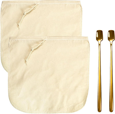 Bolsas filtro reutilizables Toddy 12.8pulg algodón orgánico 2 pzas cucharas doradas