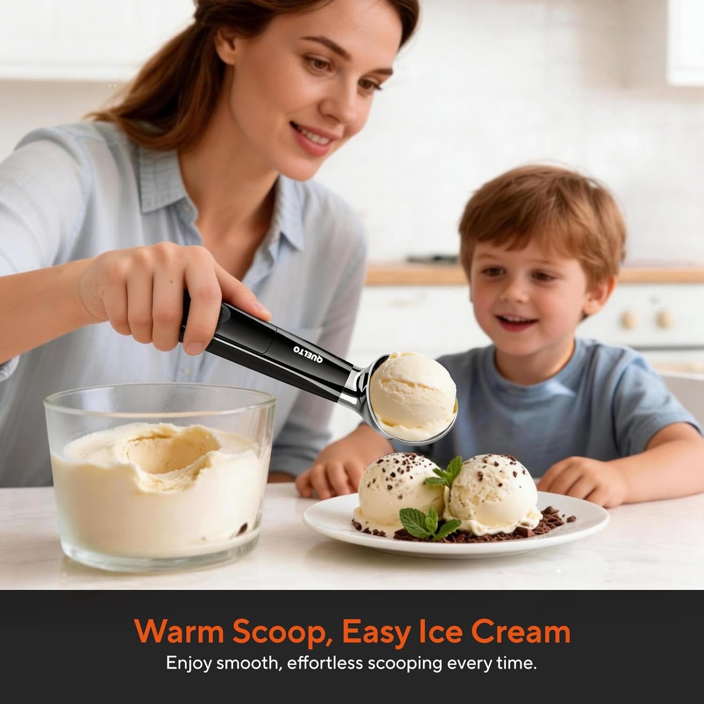 Cuchara helado térmica LED recargable acero inox