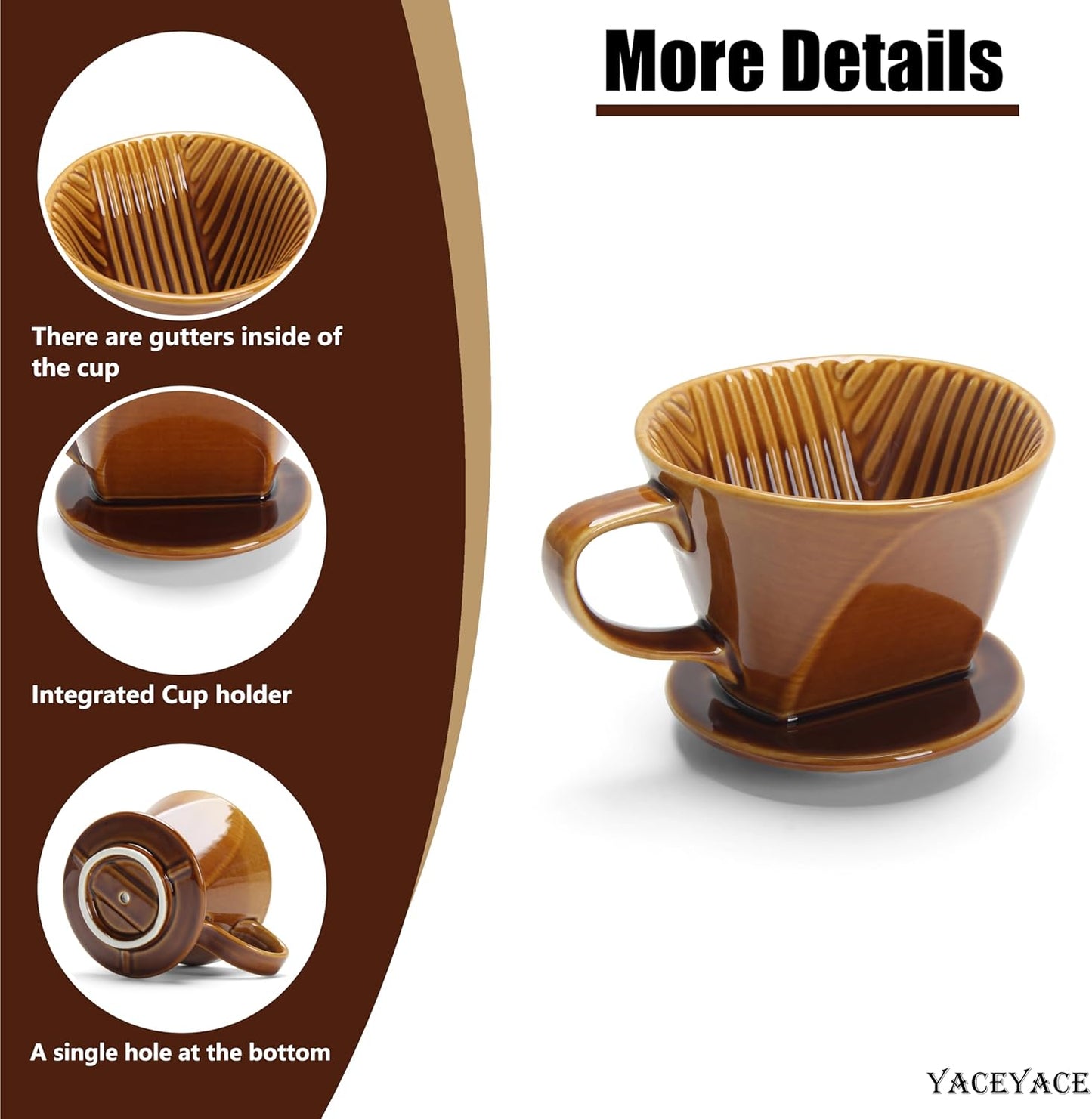 Cafetera de cerámica marrón para verter café