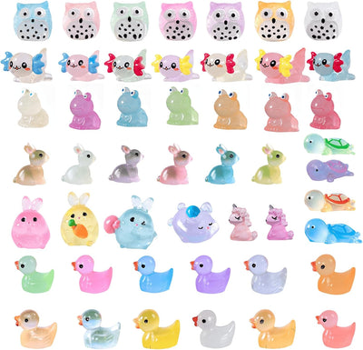 49 Pzas Resina Animales Mini Adorno Luminoso Decoración
