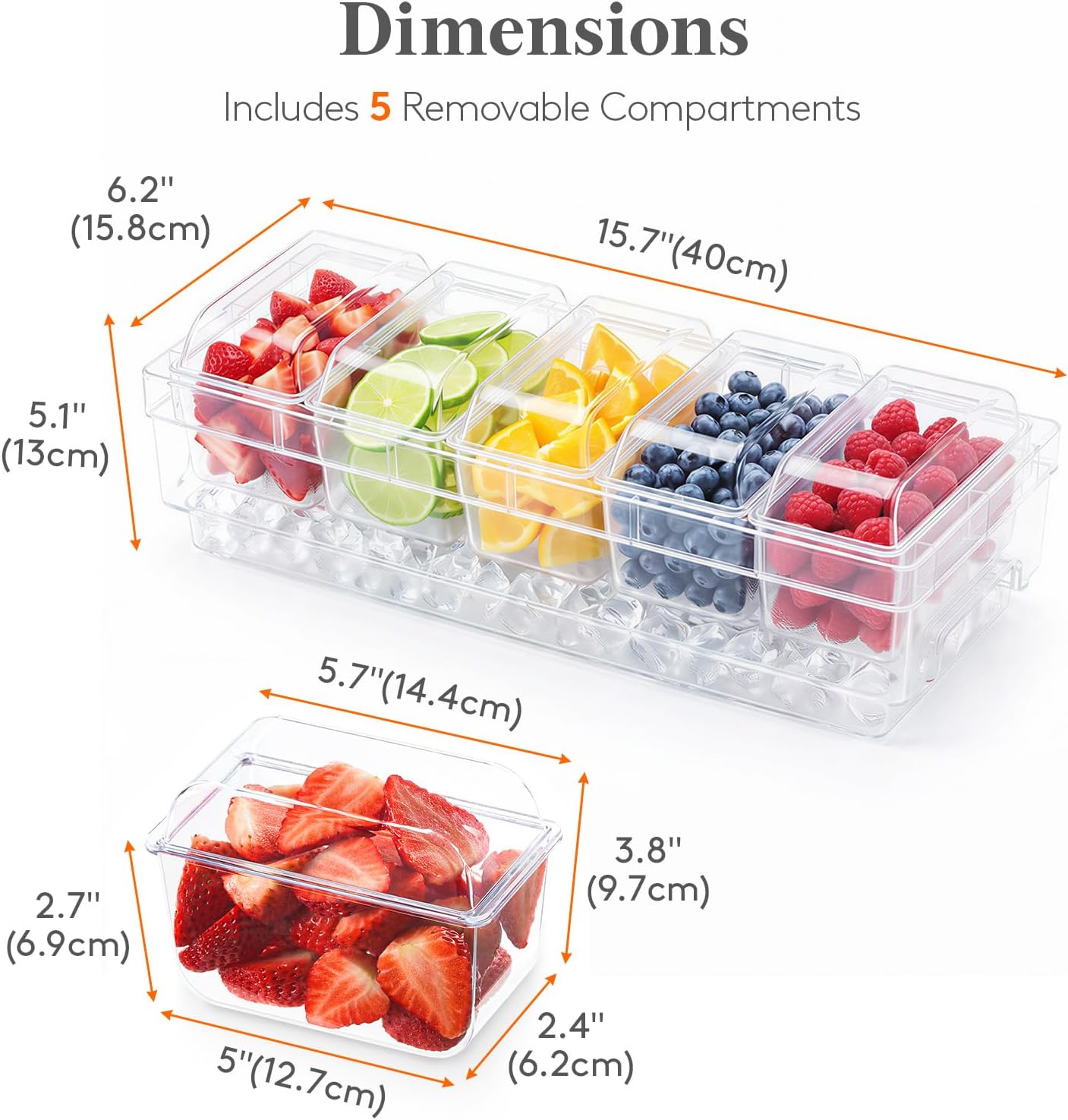 Recipientes refrigerados Lifewit para condimentos con tapas, juego de 5 para barra de tacos y fiesta