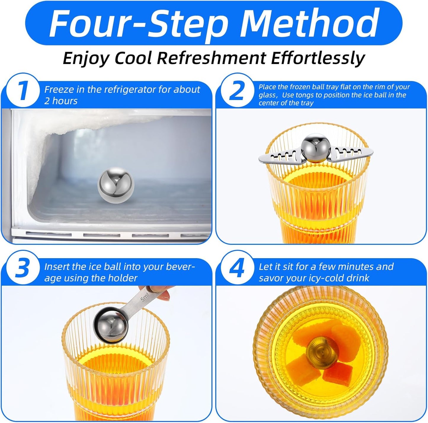 Set 2 Bolas Acero Inox Enfriamiento Cócteles Plata