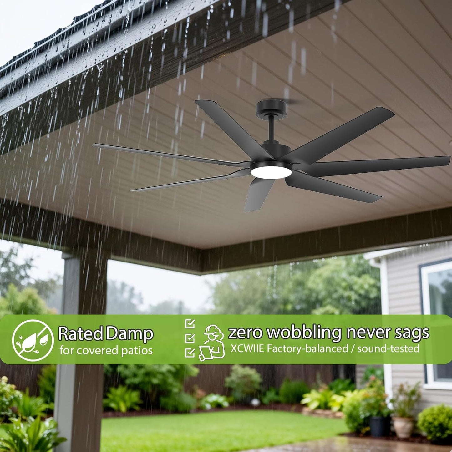 Ventilador techo exterior con luz patio Alexa 7 aspas alto CFM