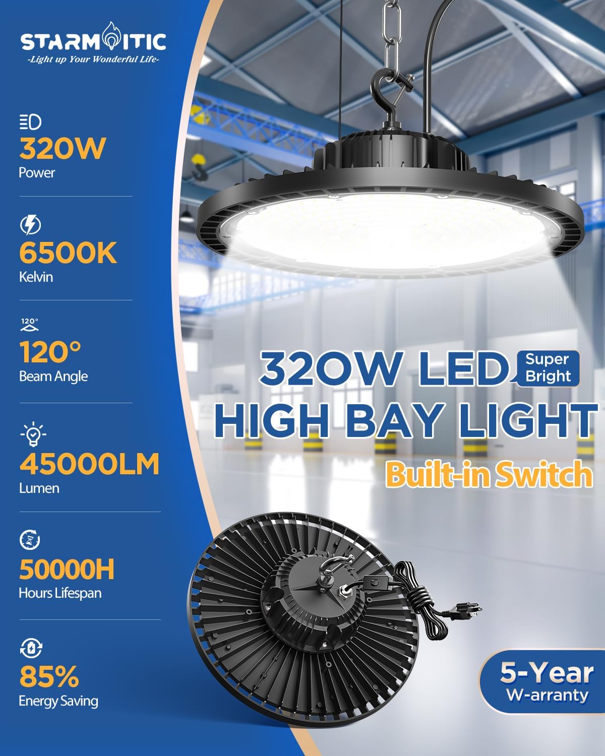 Luz LED alta bahía enchufable 6.6pulg