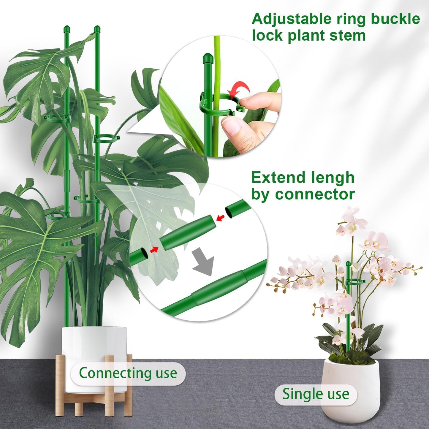 30 Estacas Soporte Plantas 17pulg 3-5pies con Clips