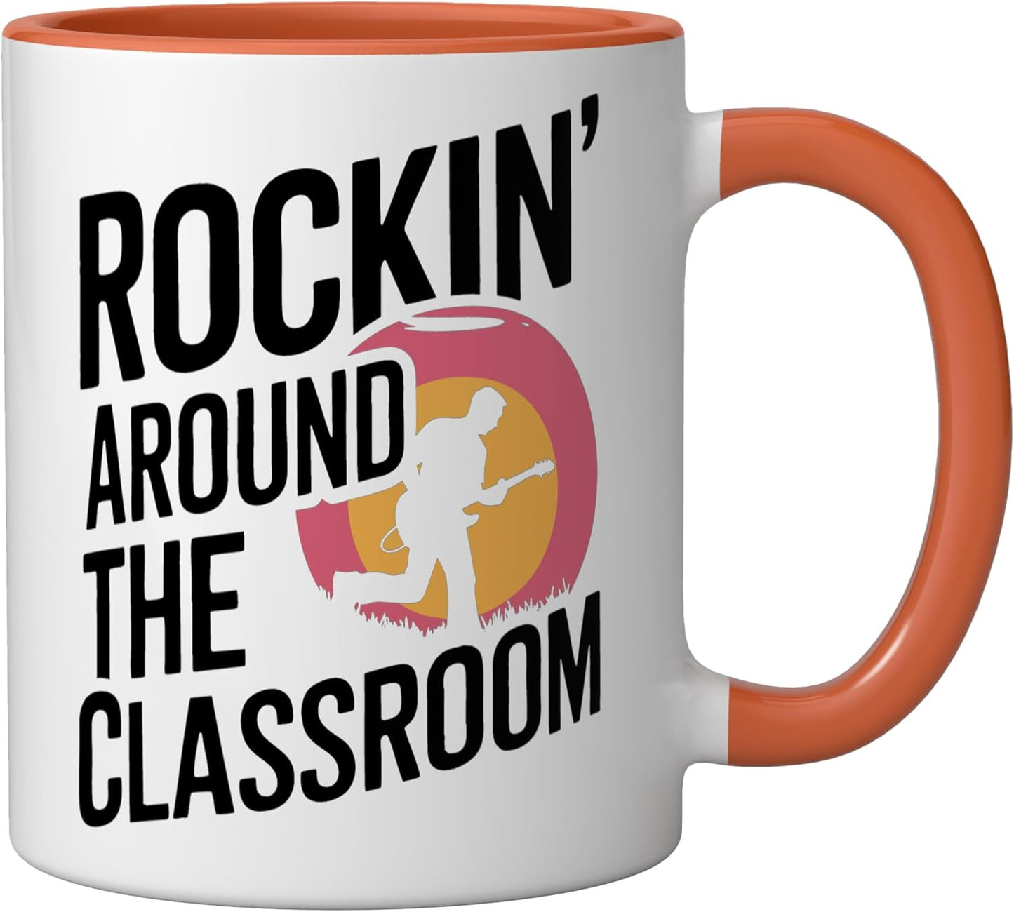 Taza cerámica Teacher Rockin' Around The Classroom naranja/blanca