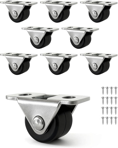8 Ruedas fijas 1/2pulg silenciosas para muebles y contenedores