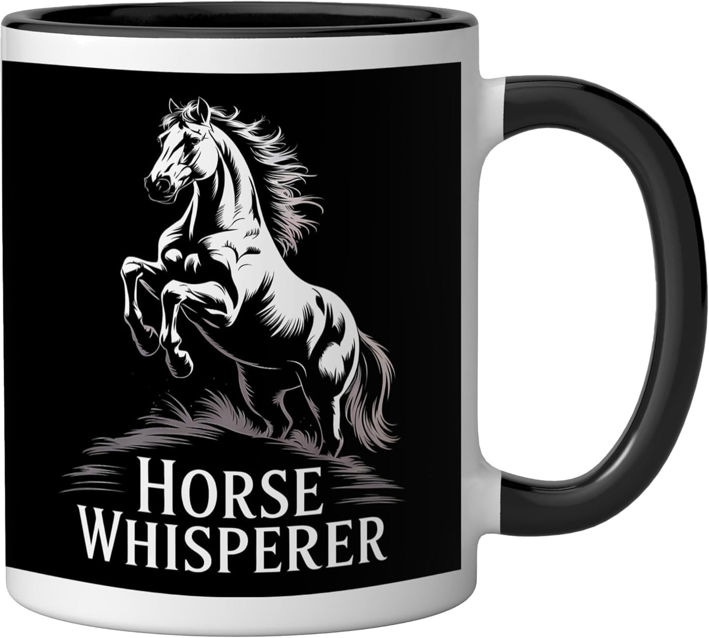 Taza Cerámica Caballo Negro/Blanco Humorista