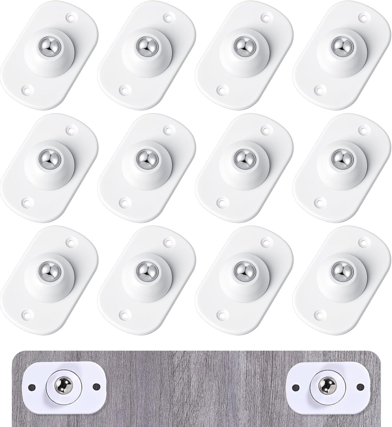 12 Ruedas Giratorias Autoadhesivas para Electrodomésticos 1.65x1.02