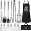 Juego utensilios parrilla exterior con delantal