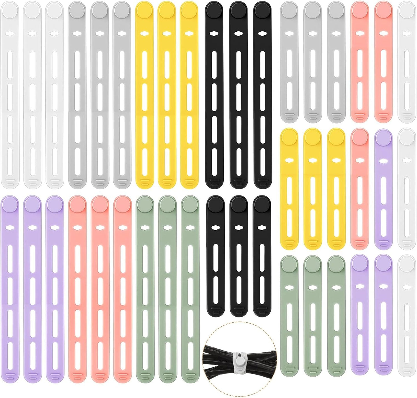 42 Bridas Silicona Reutilizables Organizador Cables Viaje