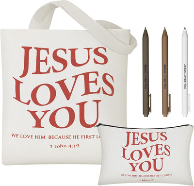 Set 5 bolsas lona cristiana con cremallera