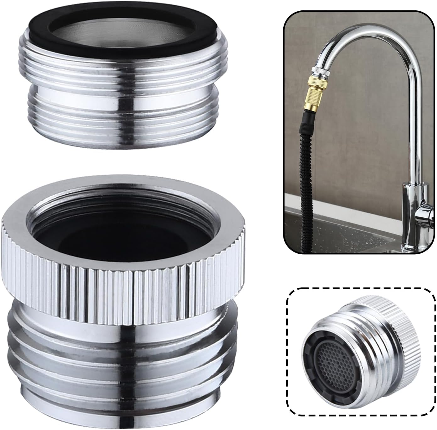 Adaptador grifo manguera jardín con aerador 3/4 pulg cromado