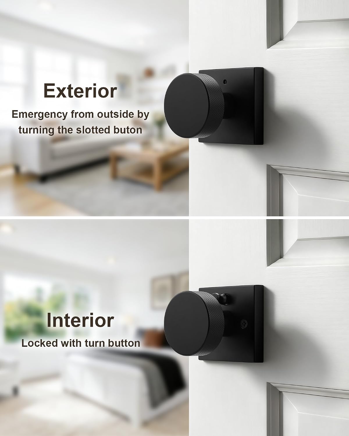 Pomos puerta interior negro roseta cuadrada moderno