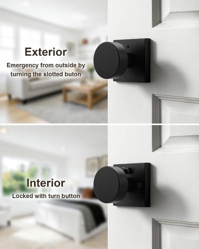Pomos puerta interior negro roseta cuadrada set 6