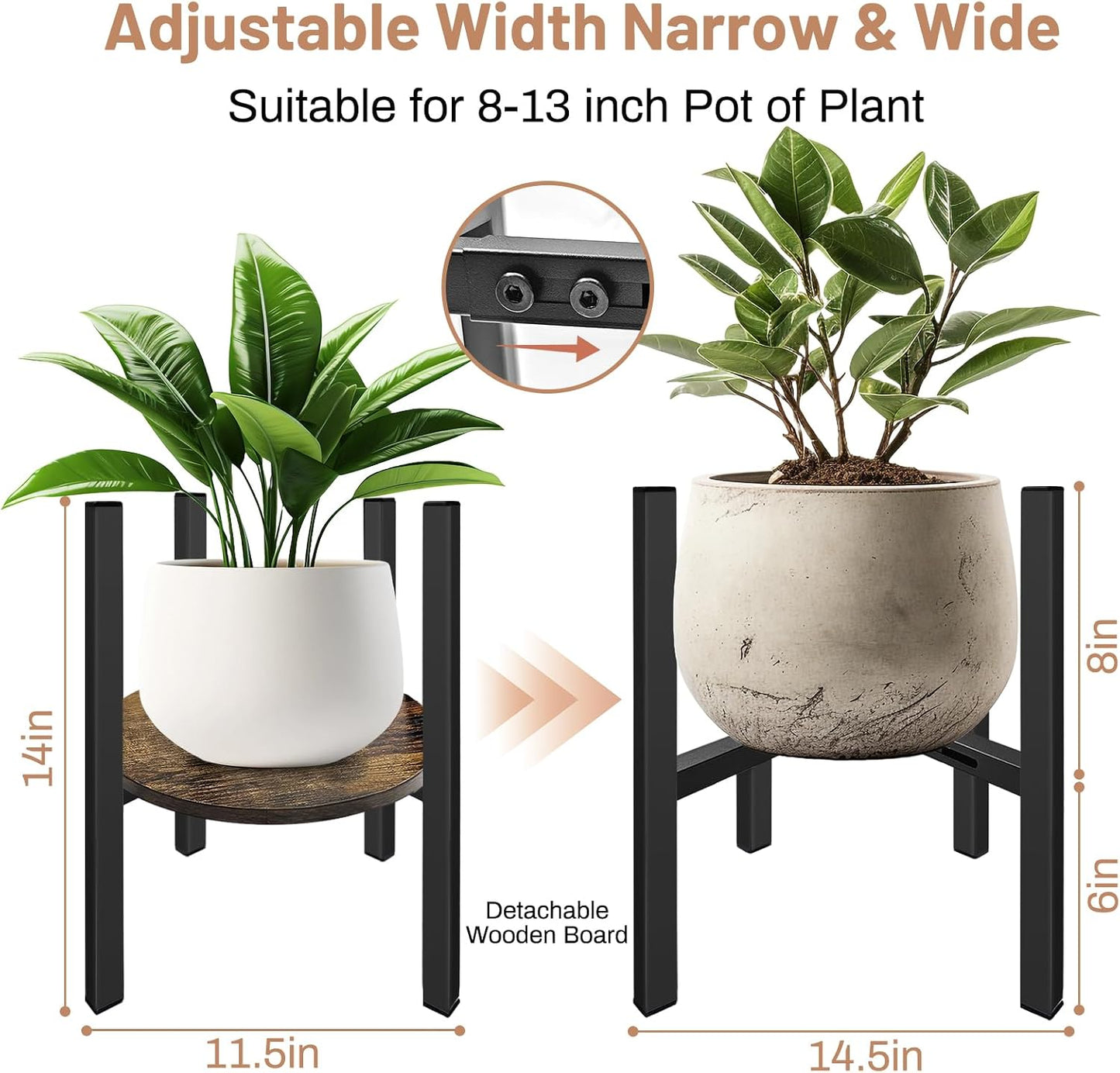 Soporte ajustable para plantas 8-13pulg madera sala