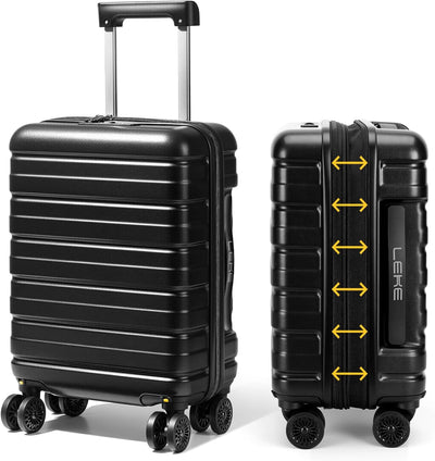 Maleta mano expandible 18pulg TSA bloqueo ruedas ligeras negro
