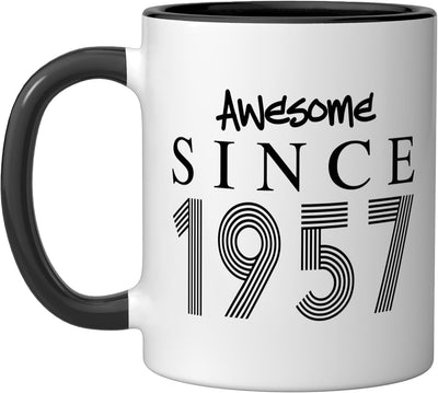 Taza cerámica vintage 1957 negro/blanco