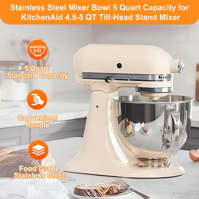 Tazón Acero Inox KitchenAid 4.5-5qt Gancho