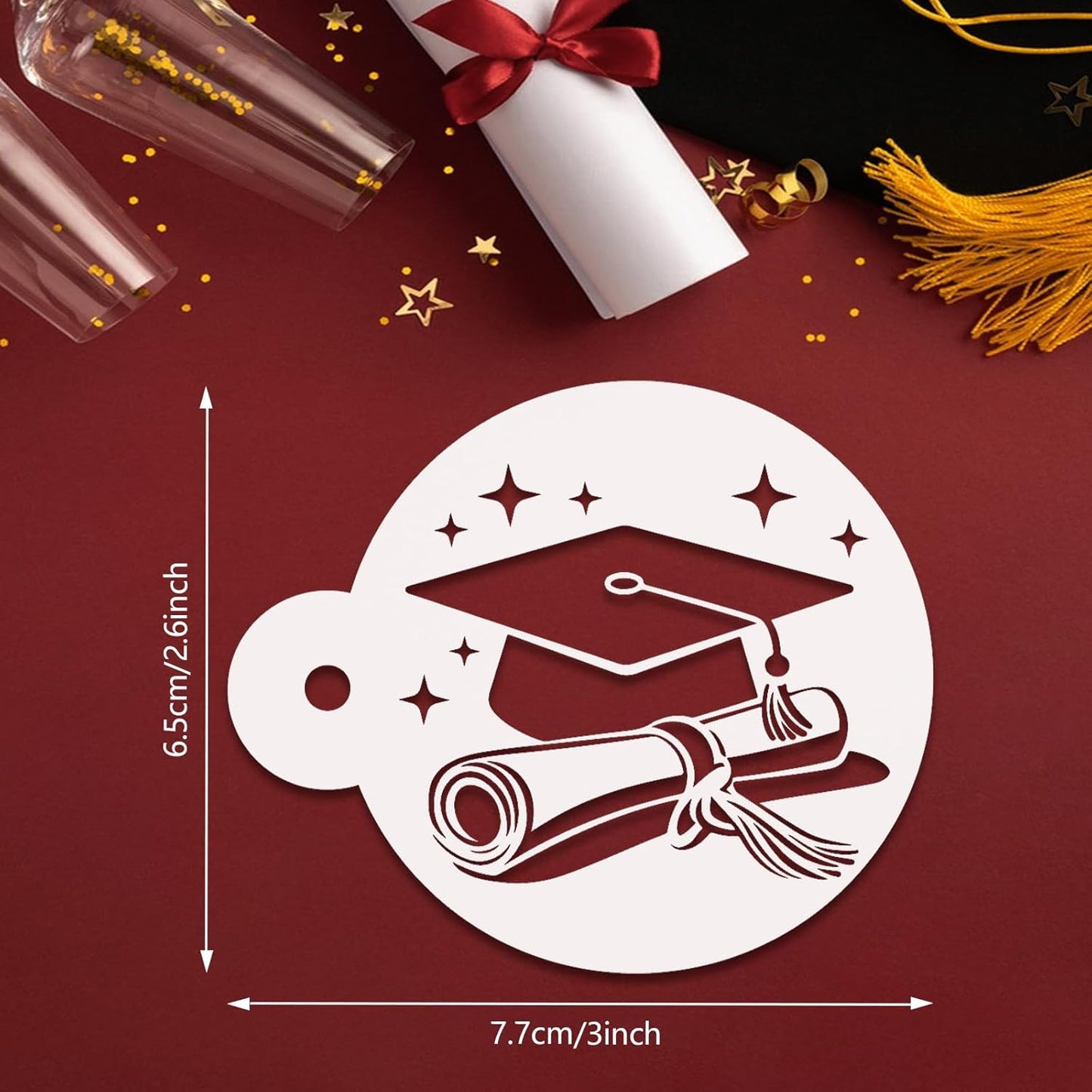 Plantilla galletas graduación 2.6pulg set 20 reutilizables