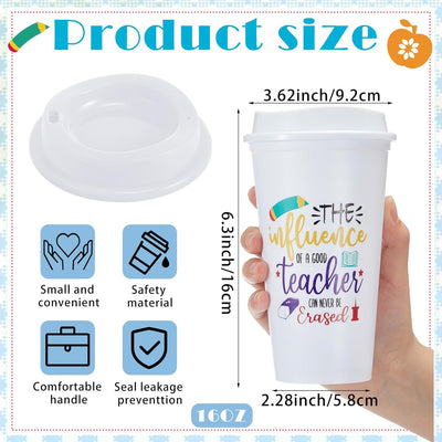 48 Vasos Plástico Multicolor con Tapas Regalo Profesores