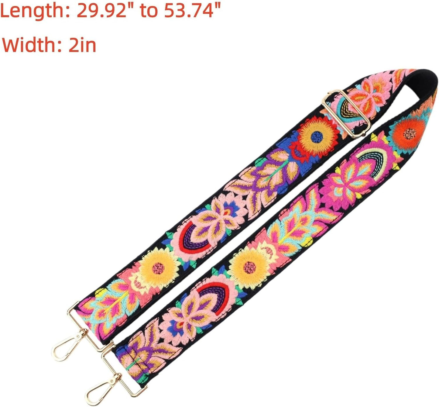 Cartera bandolera ajustable con correa tejida colorida 2pulg