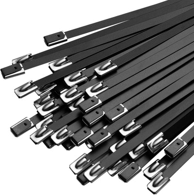 Bridas metal negro 11.8pulg acero inox 95 pzas resistencia 270lb