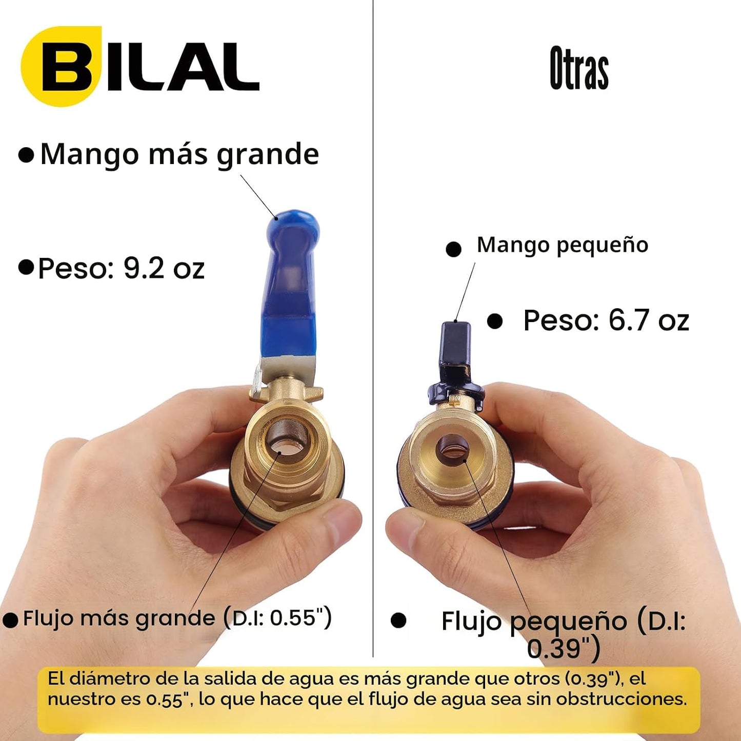 Contenedor agua latón válvula bola 3/4pulg mamparo