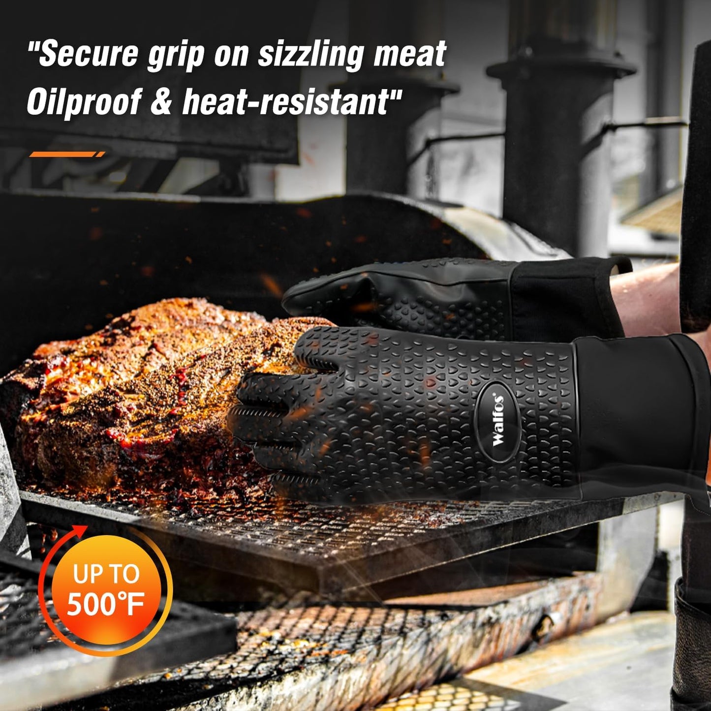 Guantes silicona barbacoa antideslizantes con capa algodón