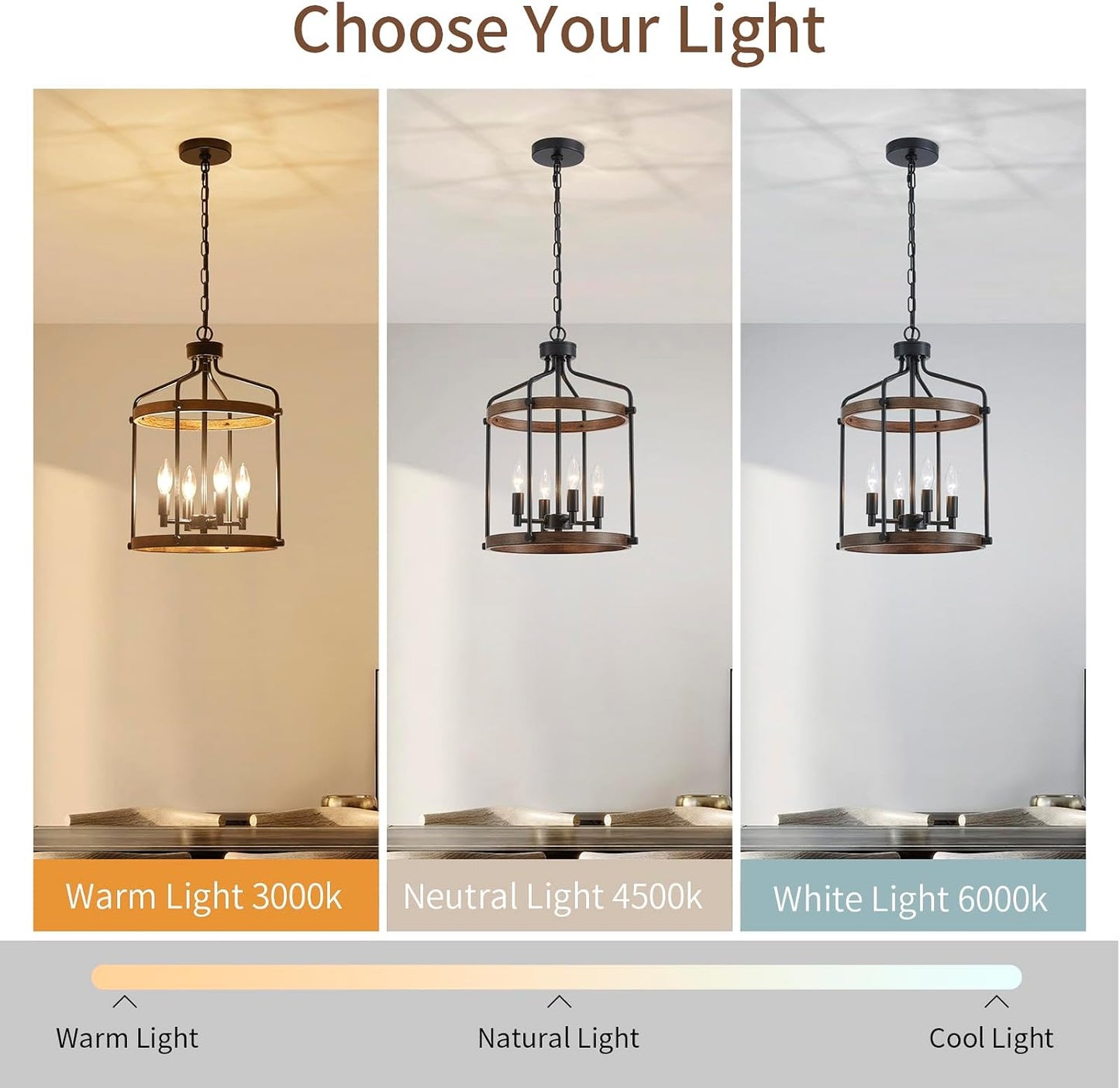 Lámpara colgante de 4 luces estilo rústico negro apagado